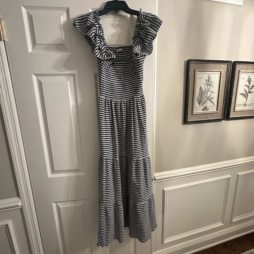 Elegant Black and White Striped Dress